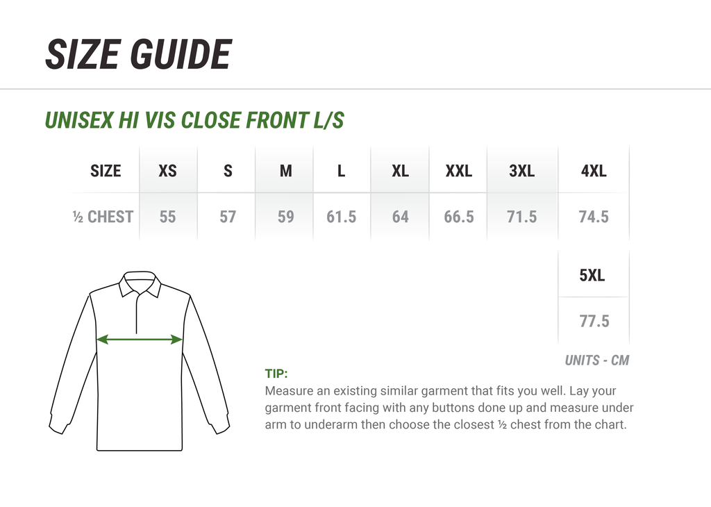 Hi Vis Close Front Long Sleeve Work Shirt