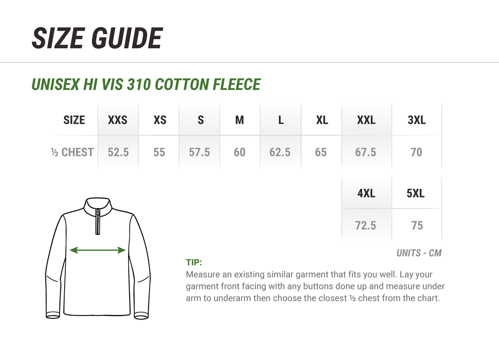 Hi Vis Cotton 1/2 Zip Fleece