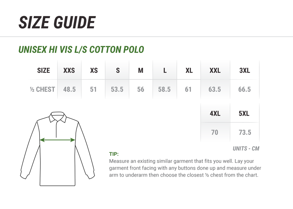 Unisex Hi Vis Long Sleeve Cotton Pique Trad Polo Long Sleeve