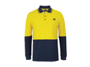 Unisex Hi Vis Long Sleeve Cotton Pique Trad Polo Long Sleeve